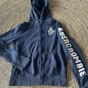 Vintage Abercrombie & Fitch Blue Cotton Zip-Up Hoodie